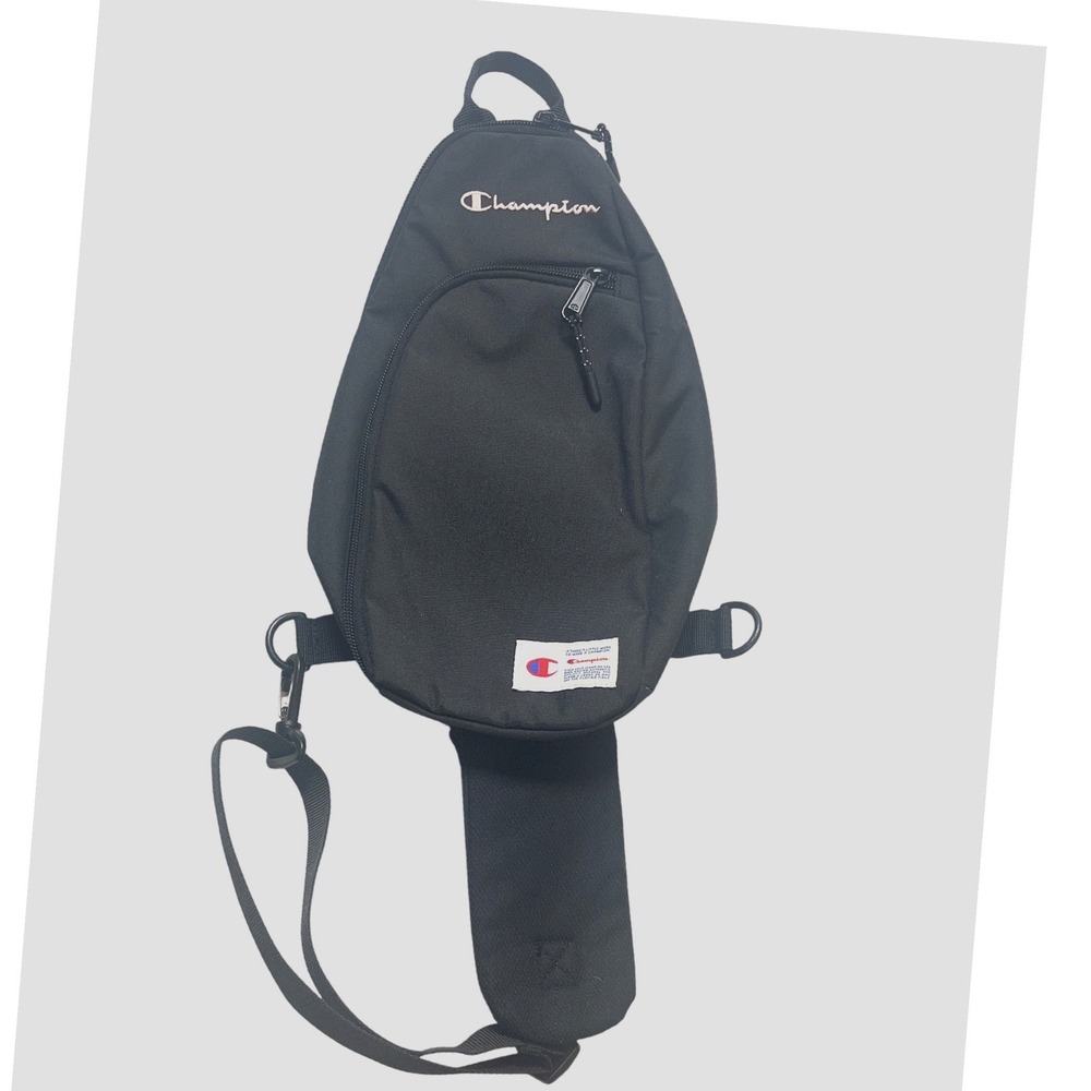 Champion Black Sling Bag Crossbody Backpack Canvas One Shoulder Travel Pack